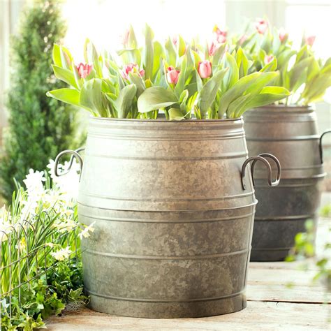 how to plant a house plant in a metal pot|galvanized metal planters.